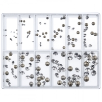 ASSORTIMENT DE 144 PIERRES SYNTHÉTIQUES - 12 PIÈCES DANS 12 DIAMÈTRES