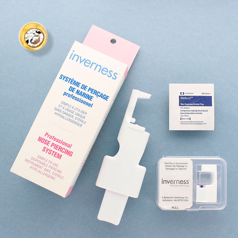 PERCE NEZ ET PROTHESE ACIER DORE A L'OR FIN CRISTAL DE SWAROVSKI