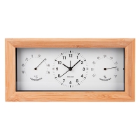 REVEIL BLANC EN BAMBOU AVEC THERMOMETRE ET HYDROMETRE